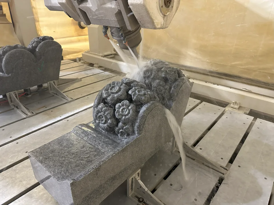 Granite capital carved on a cnc
