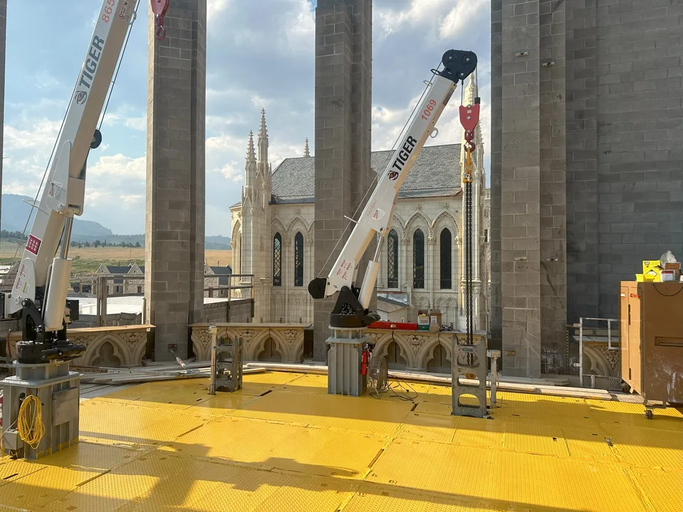 High capacity cranes to handle the larger stone