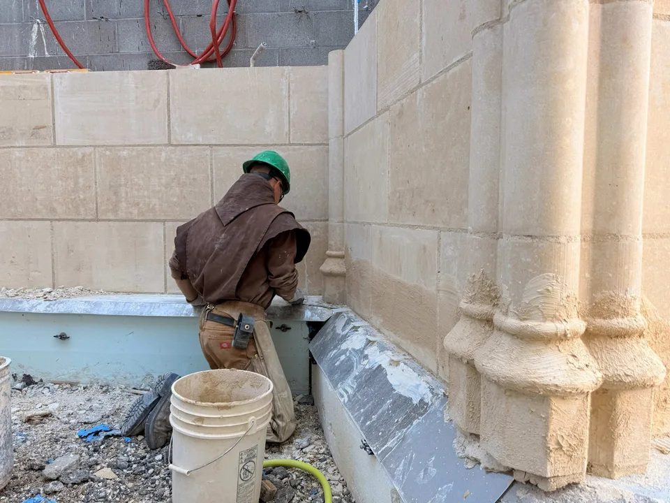 Setting stone on the exterior of the Chapel