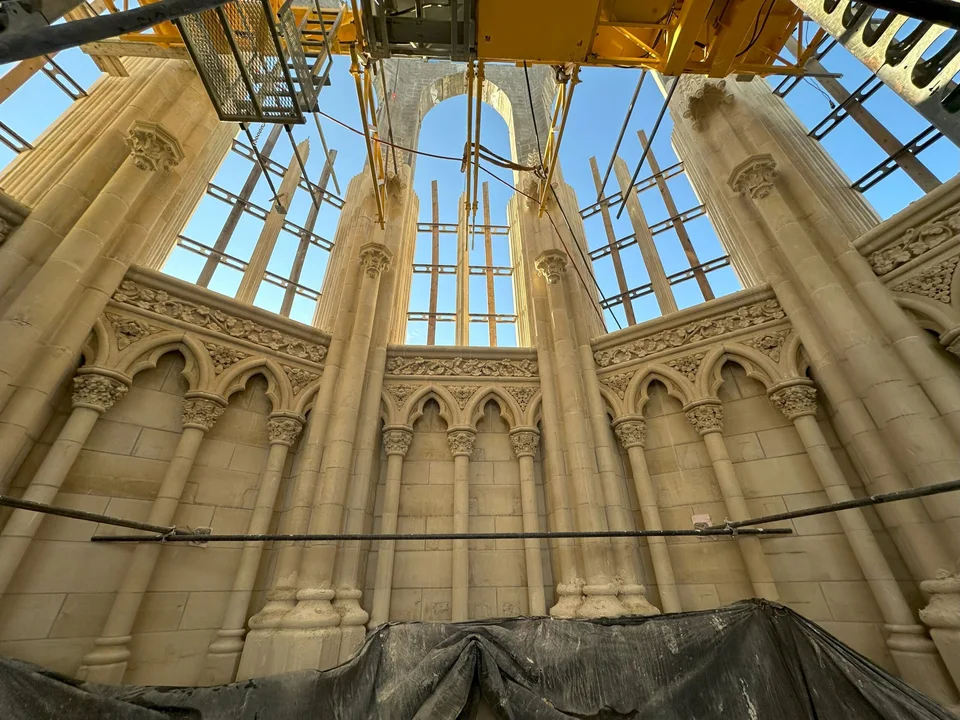 Chapel interior stonework September 2024